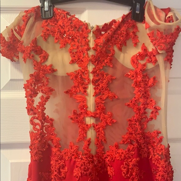 Red Lace Prom Dress - Picture 6 of 6